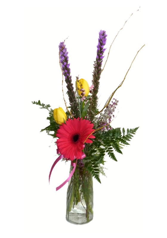 Gerbera Bud Vase Spruce Grove Florist - Pretty Little Flowers